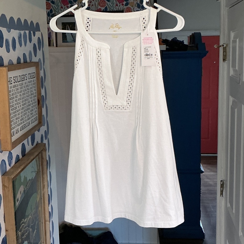 Lilly Pulitzer White Eyelet Trim Blouse